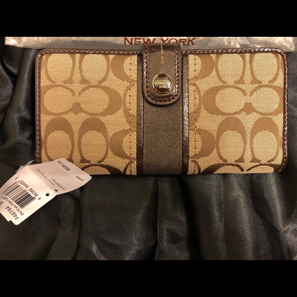 Coach Brown Canvas Wallet NWT